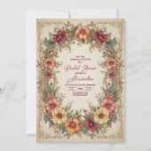 Invitation Fête des mariées de charpente florale ornée victor (Devant)
