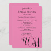 Invitation Fête des mariées de chat de moelle rose (Devant / Derrière)