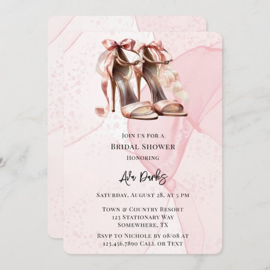 Invitation Fête des mariées de chaussures haute talon en encr (Devant / Derrière)