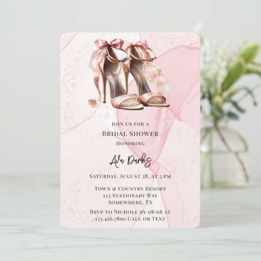 Invitation Fête des mariées de chaussures haute talon en encr (Debout devant)