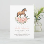 Invitation Fête des mariées de Cheval Floral Rose (Debout devant)