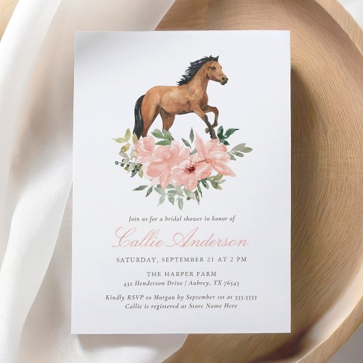 Invitation Fête des mariées de Cheval Floral Rose