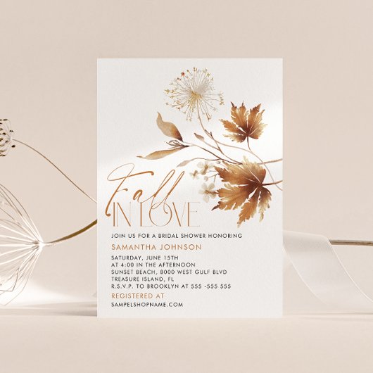 Invitation Fête des mariées de chute dans l'amour