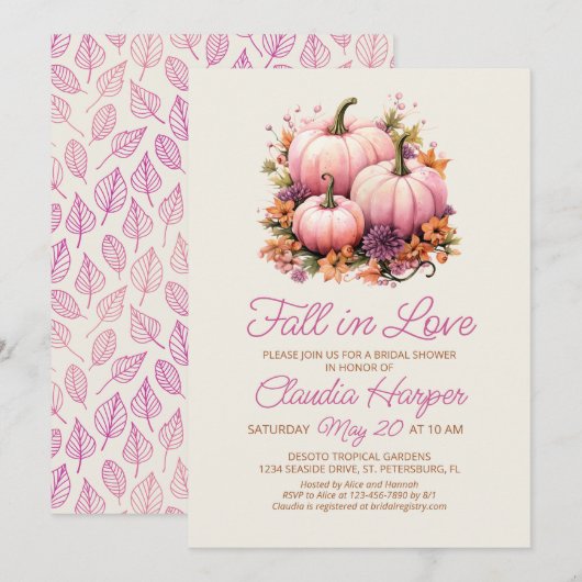 Invitation Fête des mariées de chute dans l'amour (Devant / Derrière)