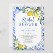 Invitation Fête des mariées de citron bleu jaune blanc (Devant)