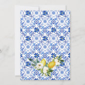 Invitation Fête des mariées de citron bleu jaune blanc (Dos)