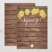 Invitation Fête des mariées de citron en bois rustique (Devant / Derrière)