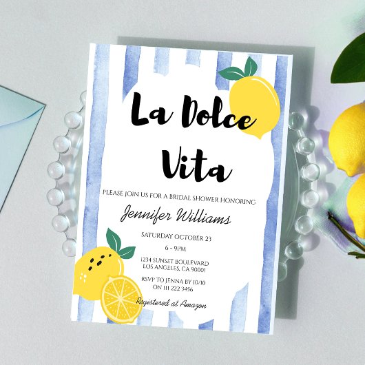 Invitation Fête des mariées de citron italien Dolce Vita Dood