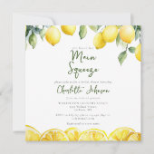 Invitation Fête des mariées de citron moderne à l'aquarelle p (Devant)