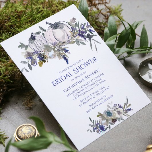 Invitation Fête des mariées de Citrouille d'aquarelle florale