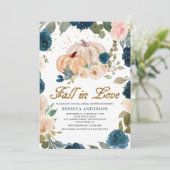 Invitation Fête des mariées de Citrouille de la marine bleu e (Debout devant)