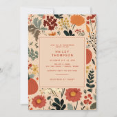 Invitation Fête des mariées de Citrouille Floral Automne Mode (Devant)