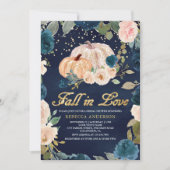 Invitation Fête des mariées de Citrouille floral de la Pêche  (Devant)