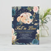 Invitation Fête des mariées de Citrouille floral de la Pêche  (Debout devant)