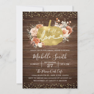 Invitation Fête des mariées de Citrouille Floral Rustique Bur