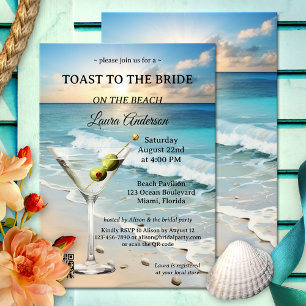 Invitation Fête des mariées de cocktails sur la plage