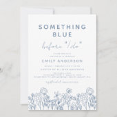 Invitation Fête des mariées de code QR Fleur sauvage bleu (Devant)