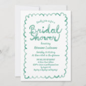 Invitation Fête des mariées de code QR vert Olive Whimsical (Devant)