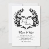 Invitation Fête des mariées de coeur de squelette noir (Devant)