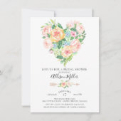 Invitation Fête des mariées de coeur florale aquarelle (Devant)