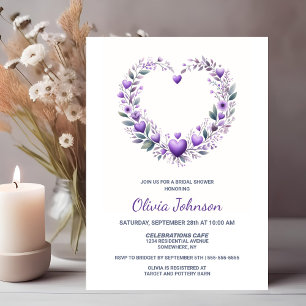Invitation Fête des mariées de coeur florale pourpre