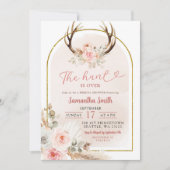 Invitation Fête des mariées de colliers floraux roses La chas (Devant)