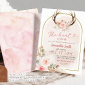 Invitation Fête des mariées de colliers floraux roses La chas