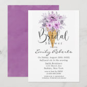 Invitation Fête des mariées de cône de crème glacée pourpre d (Devant / Derrière)