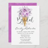 Invitation Fête des mariées de cône de crème glacée pourpre d (Devant / Derrière)