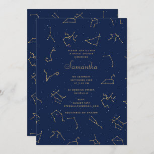 Invitation Fête des mariées de constellations de Zodiac bleu