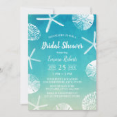 Invitation Fête des mariées de coquillages d'aquarelle de mar (Devant)
