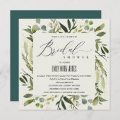 INVITATION FÊTE DES MARIÉES DE COULEUR D'EAU EN FEUILLE VERT (Devant / Derrière)