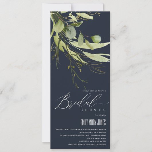 INVITATION FÊTE DES MARIÉES DE COULEUR D'EAU EN FEUILLE VERTE (Devant)