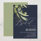 INVITATION FÊTE DES MARIÉES DE COULEUR D'EAU EN FEUILLE VERTE (Devant / Derrière)