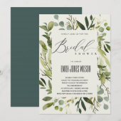 INVITATION FÊTE DES MARIÉES DE COULEUR D'EAU EN FOLIAGE VERT (Devant / Derrière)