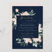 INVITATION FÊTE DES MARIÉES DE COULEUR D'EAU FLORALE BLANC MA (Devant / Derrière)