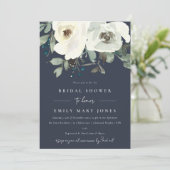 INVITATION FÊTE DES MARIÉES DE COULEUR D'EAU FLORALE BLANCHE  (Debout devant)