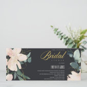 INVITATION FÊTE DES MARIÉES DE COULEUR D'EAU FLORALE NOIR BLE (Debout devant)