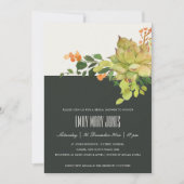 INVITATION FÊTE DES MARIÉES DE COULEUR D'EAU FLORALE SUCCULTE (Devant)