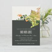 INVITATION FÊTE DES MARIÉES DE COULEUR D'EAU FLORALE SUCCULTE (Debout devant)