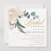 INVITATION FÊTE DES MARIÉES DE COULEUR D'EAU SOFT BLUSH FLORA (Devant)