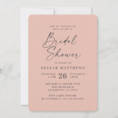 Invitation Fête des mariées de couleur solide rose pâle simpl (Devant)