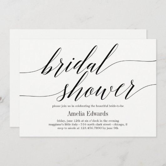 Invitation Fête des mariées DE COULEURS ÉDITABLES À Script Mo (Devant / Derrière)