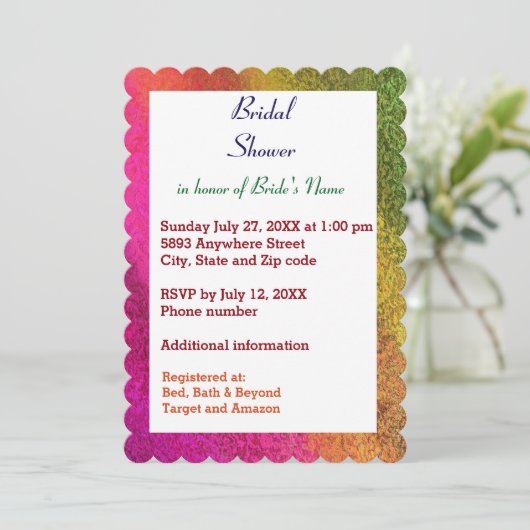 Invitation Fête des mariées de couleurs multiples d'automne (Debout devant)