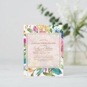 Invitation Fête des mariées de Couple à script floral rose ja (Debout devant)