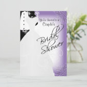 Invitation Fête des mariées de couple dans un violet élégant (Debout devant)