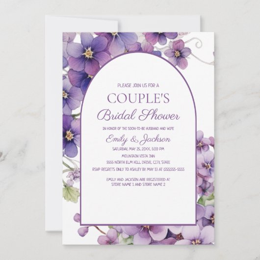 Invitation Fête des mariées de Couple Floral Purple Springtim (Devant)
