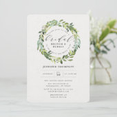 Invitation Fête des mariées de couronne de feuillage Eucalypt (Debout devant)