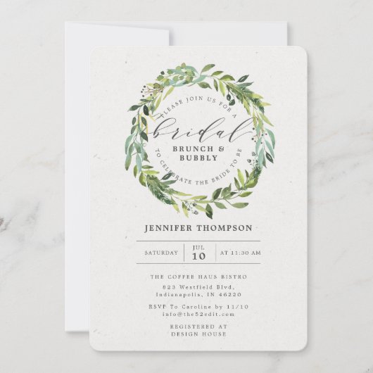 Invitation Fête des mariées de couronne de feuillage Eucalypt (Devant)