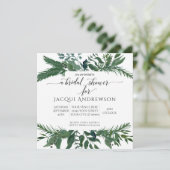 Invitation Fête des mariées de couronne de feuillage forestie (Debout devant)